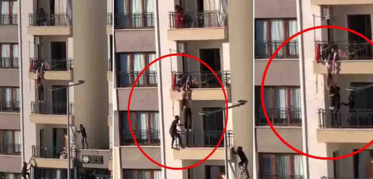 İkinci kata tırmandı, balkondan düşmek üzere olan çocuğu kurtardı