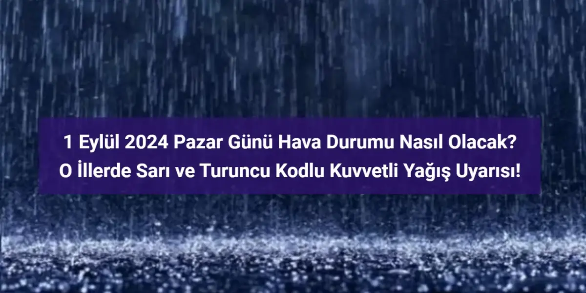 1 Eylül İçin 'Sarı' ve 'Turuncu' Kodlu Kuvvetli Yağış Uyarısı Verilen İller