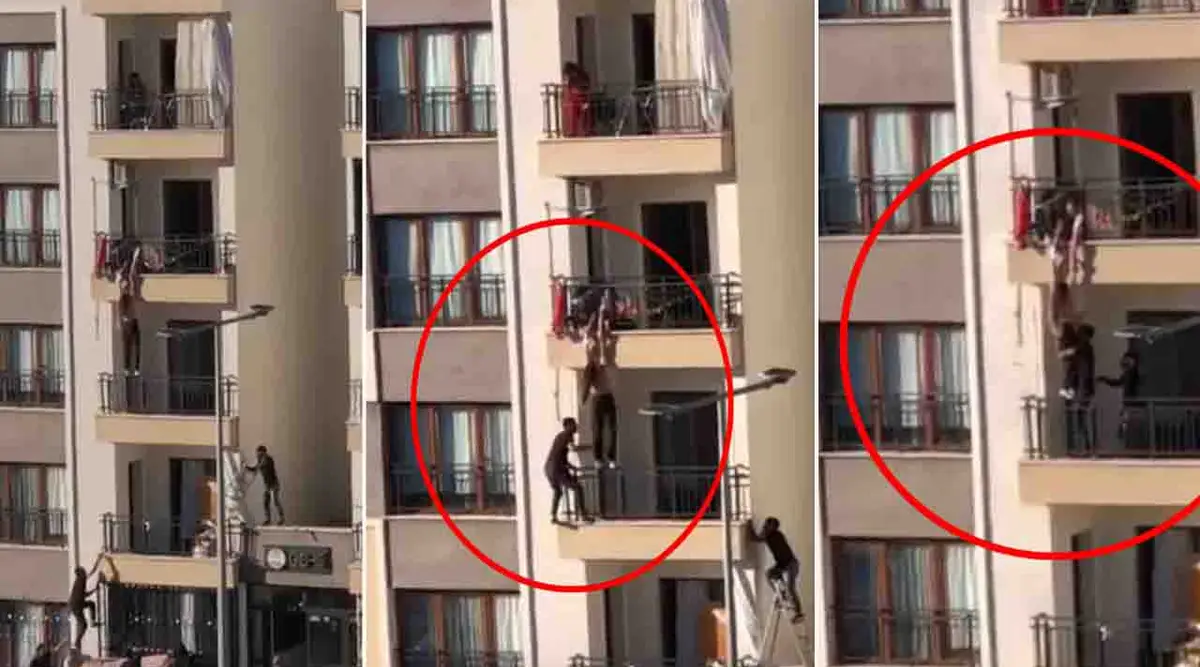 İkinci kata tırmandı, balkondan düşmek üzere olan çocuğu kurtardı