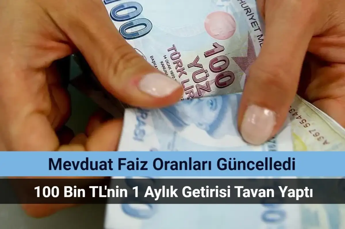 Mevduat Faiz Oranları Güncelledi: 100 Bin TL'nin 1 Aylık Getirisi Tavan Yaptı