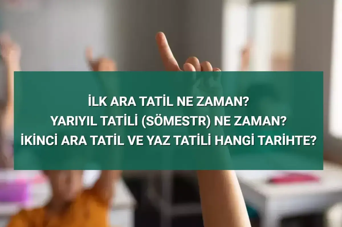 Okullarda İlk Ara Tatil Ne Zaman? 2024-2025 Yarıyıl Tatili, İkinci Ara Tatil ve Yaz Tatili Tarihleri