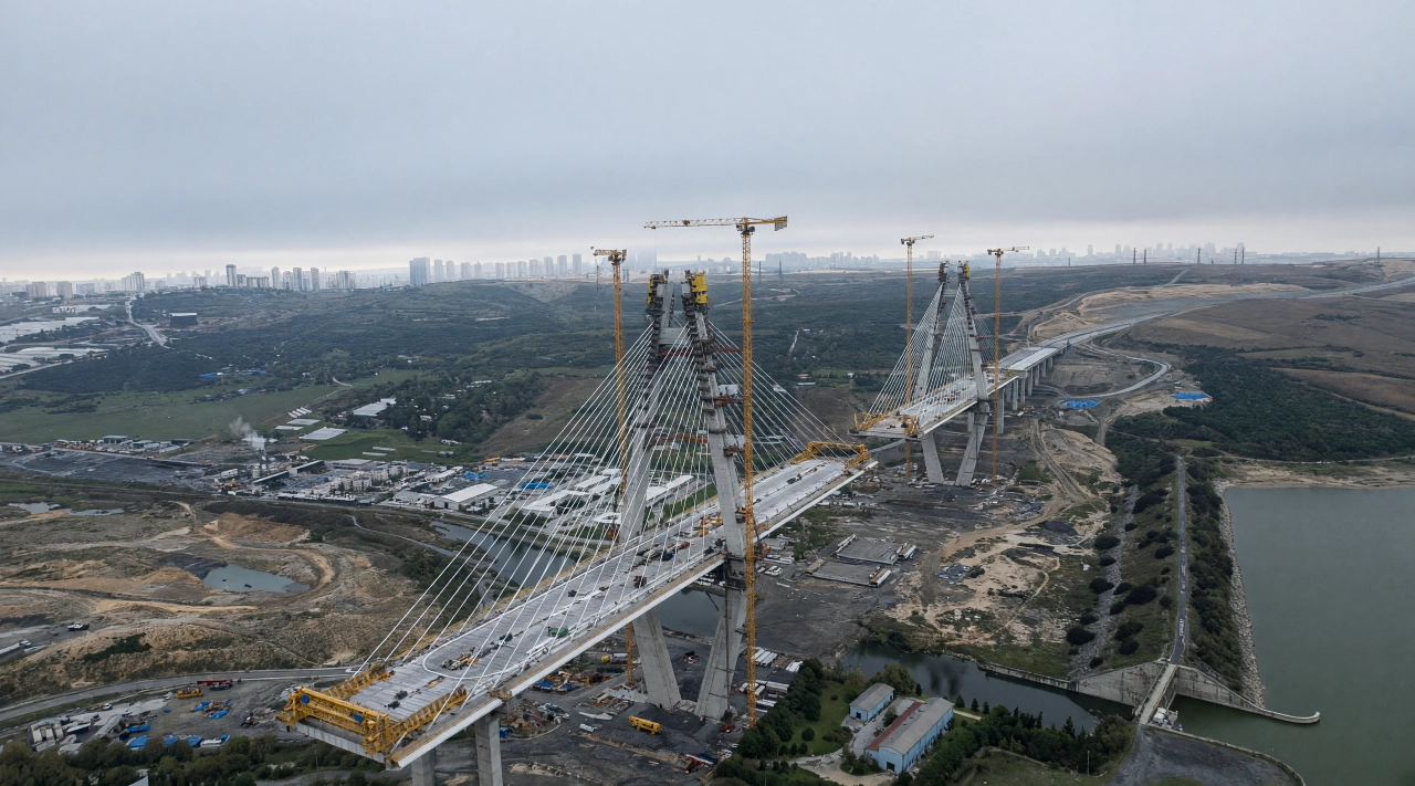 İstanbul'da 196 metre yüksekliğinde 8 şeritli köprü yükseliyor