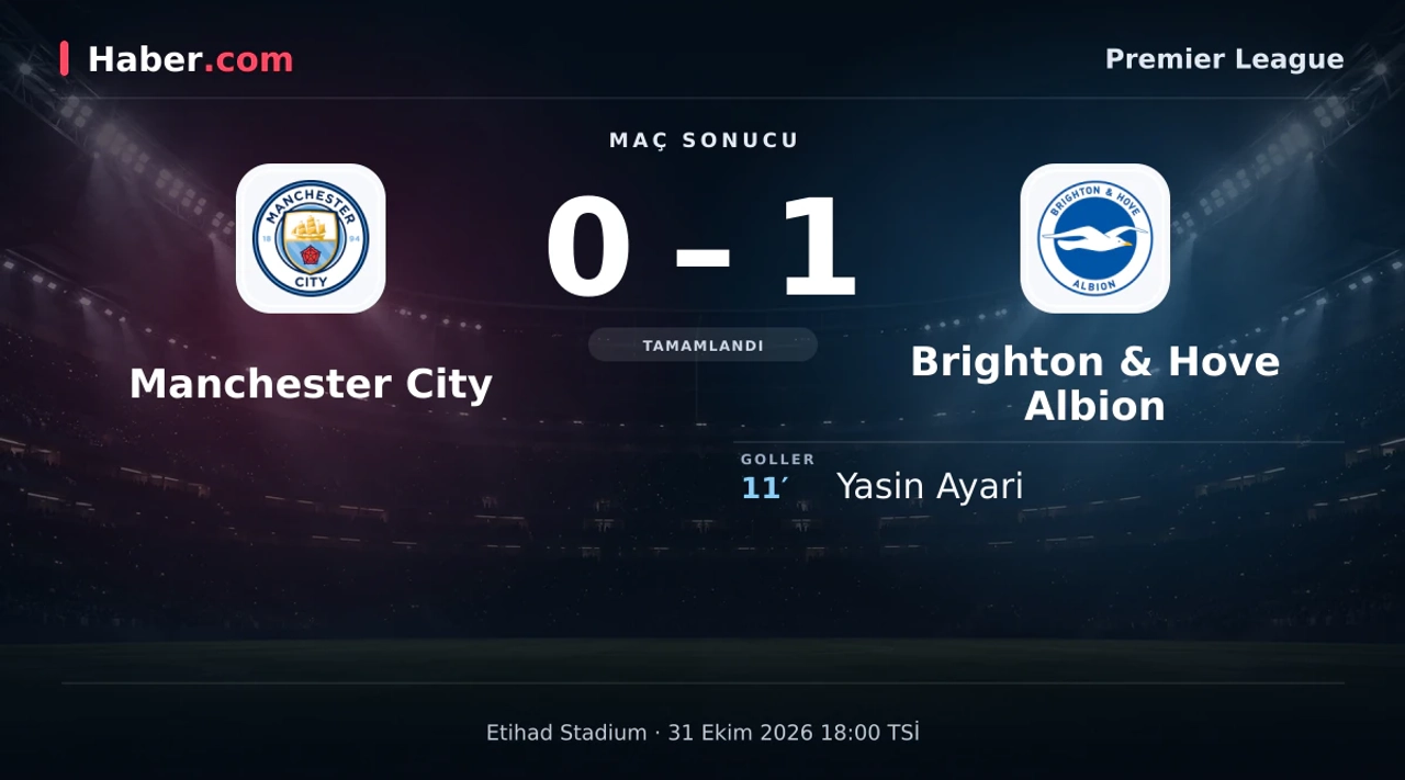Manchester City 0-1 Brighton & Hove Albion: maç sonucu ve goller