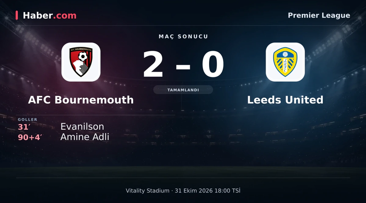 AFC Bournemouth 2-0 Leeds United: maç sonucu ve goller