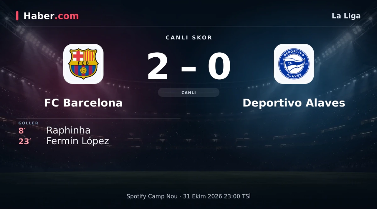FC Barcelona - Deportivo Alaves: Fermín López 23. dakikada gol attı (2-0) | 31 Ekim 2026