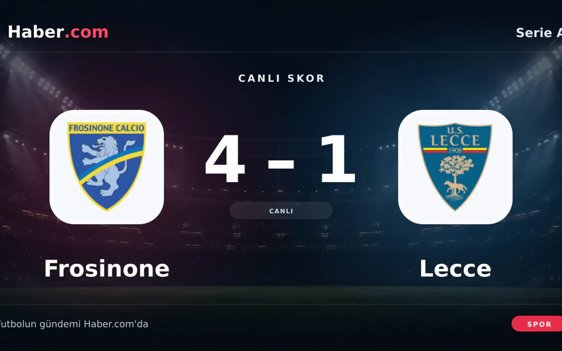 Frosinone - Lecce: Joël Monteiro 82. dakikada gol attı (4-1) | 29 Ekim 2026