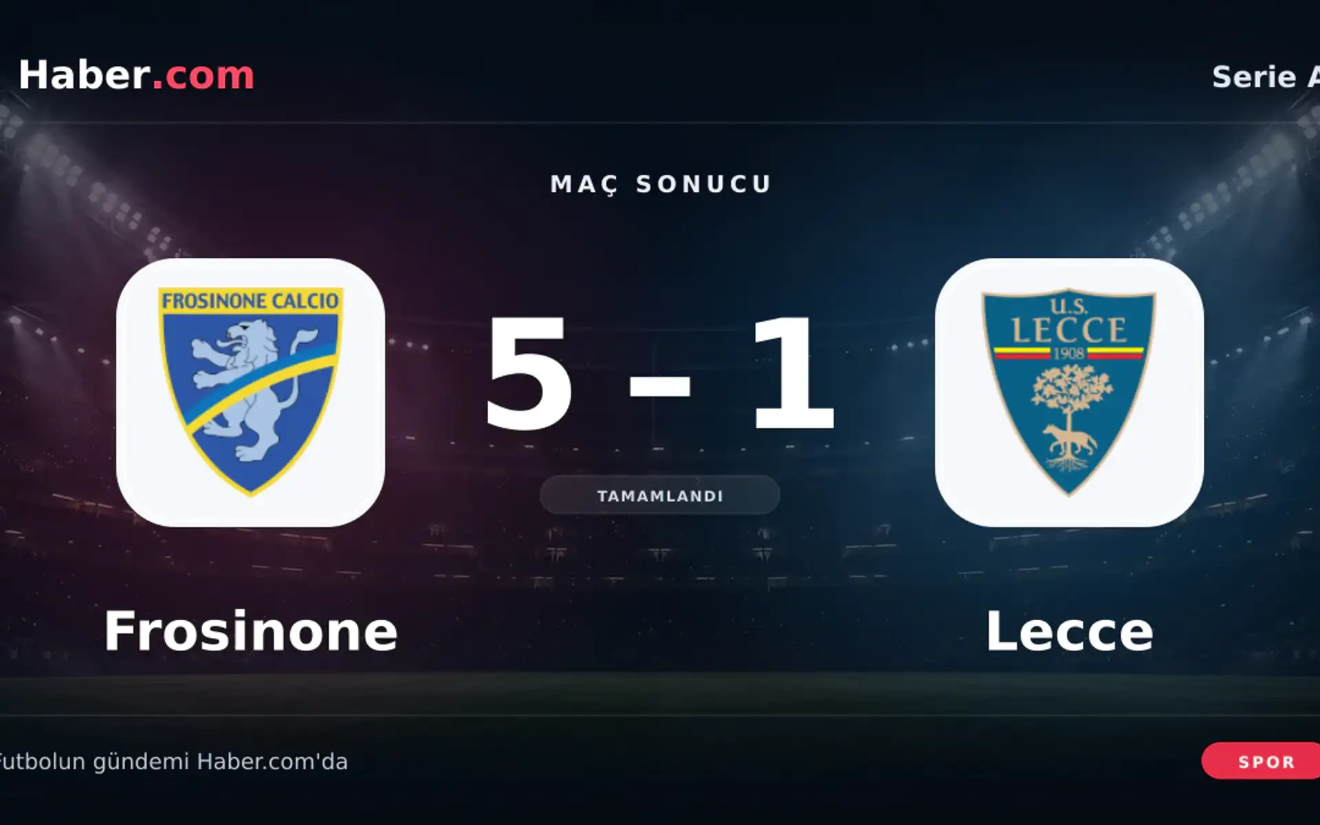 Frosinone - Lecce: Daniel Bîrligea 90+4. dakikada gol attı (5-1) | 29 Ekim 2026