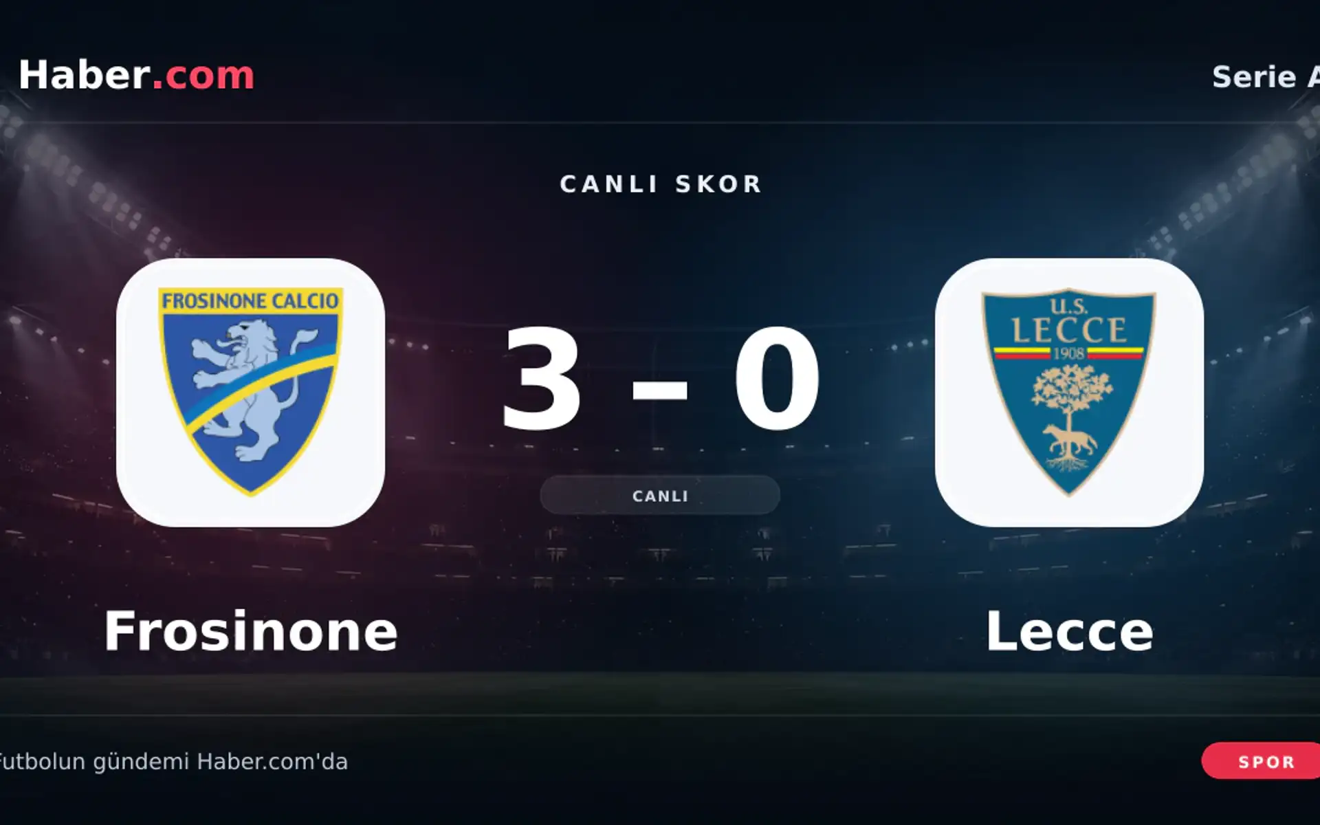 Frosinone - Lecce: Antonio Raimondo 59. dakikada gol attı (3-0) | 29 Ekim 2026