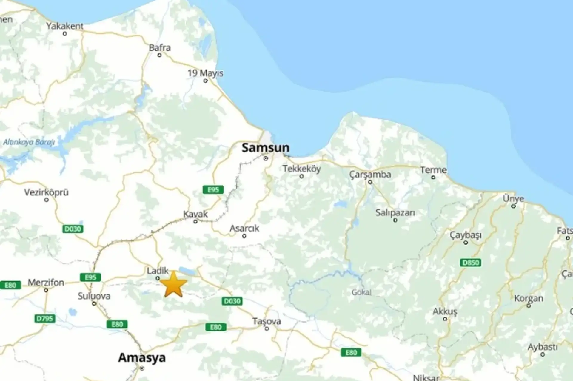 Samsun'da 3.5 Büyüklüğünde Deprem