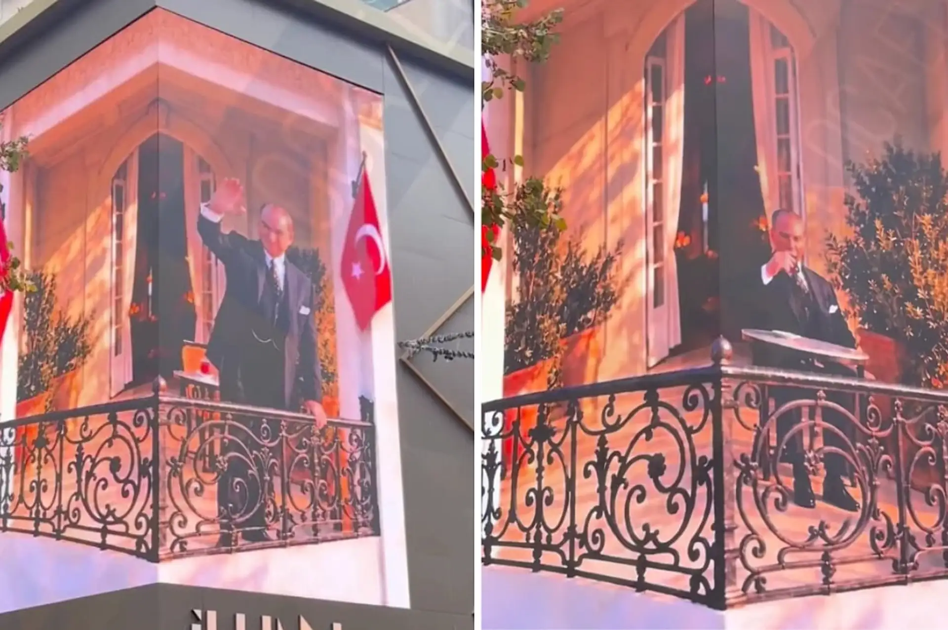 İzmit'te Duygulandıran 3 Boyutlu Gösteri: Atatürk Balkona Çıkıp Halkı Selamladı