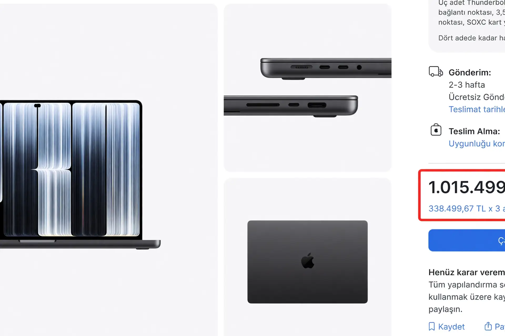 En pahalı MacBook Pro fiyatı 1 milyon TL'yi aştı