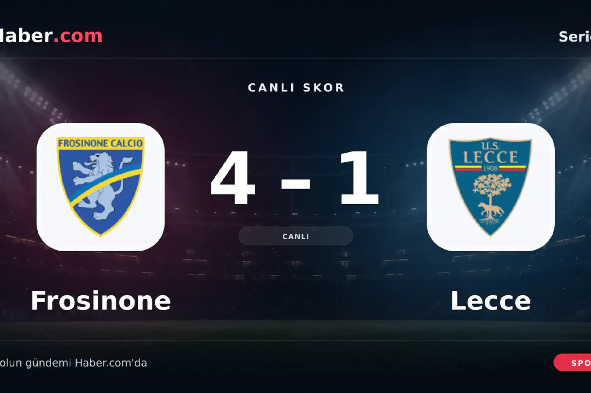 Frosinone - Lecce: Joël Monteiro 82. dakikada gol attı (4-1) | 29 Ekim 2026