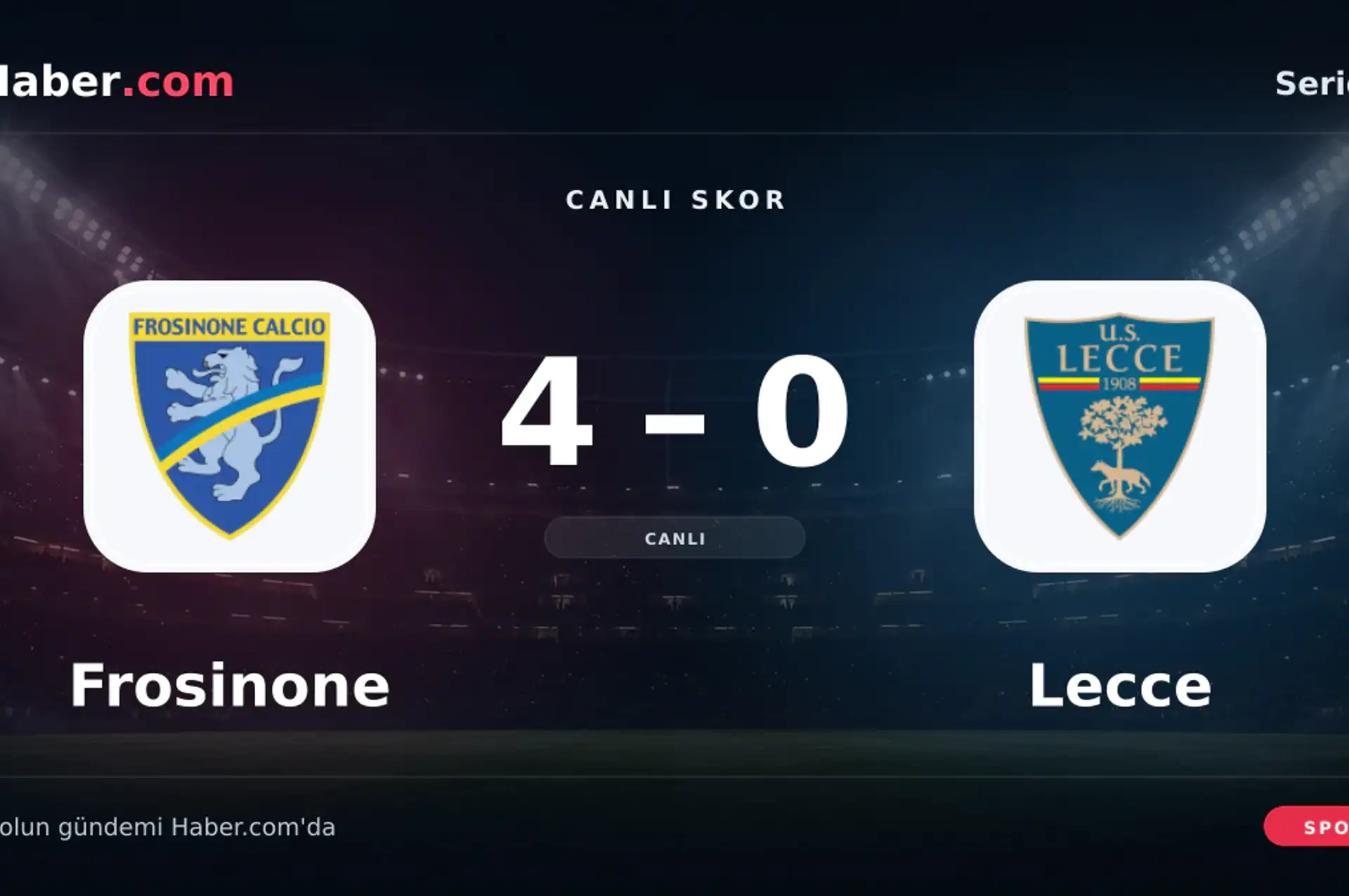 Frosinone - Lecce: canlı skor ve goller