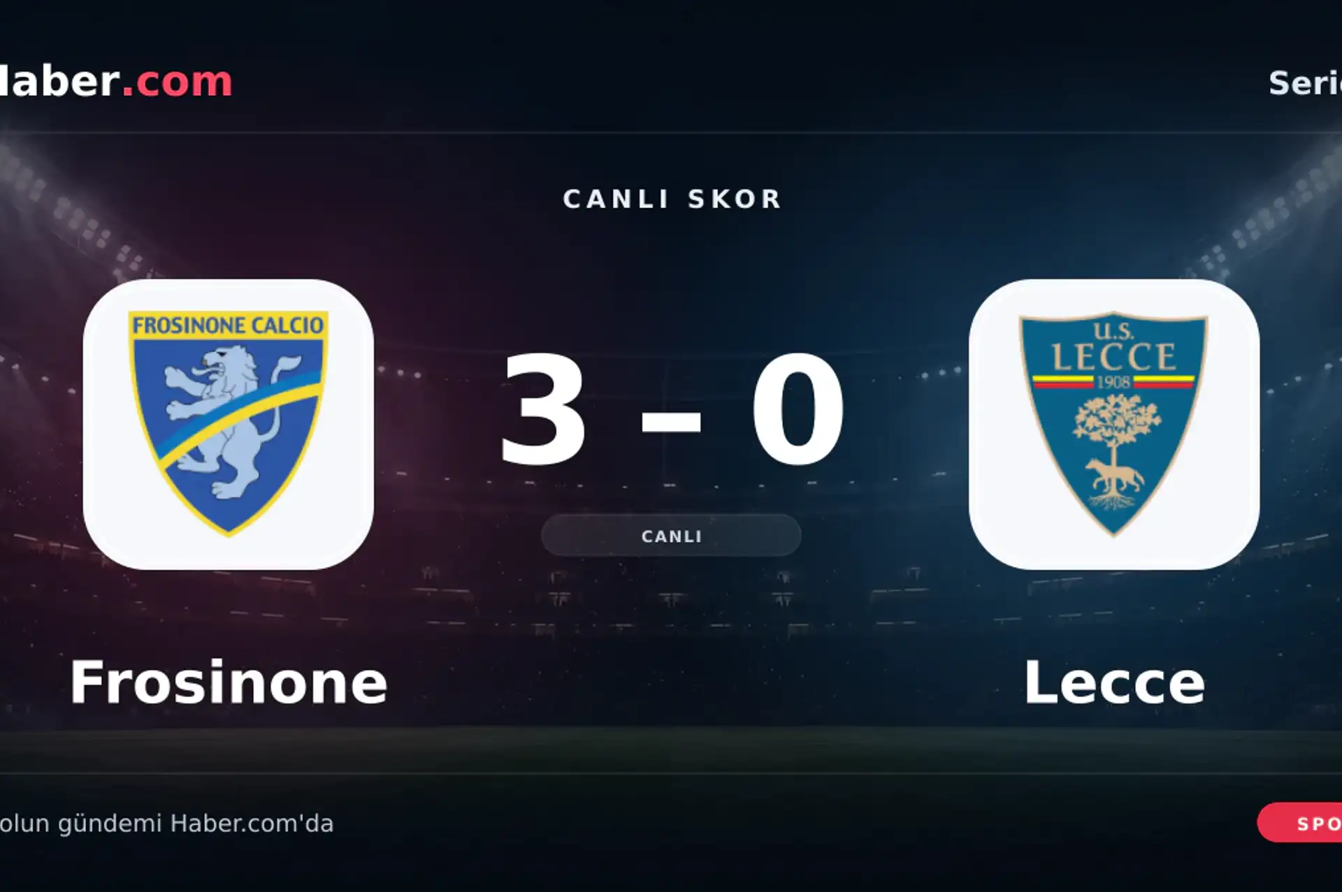 Frosinone - Lecce: Antonio Raimondo 59. dakikada gol attı (3-0) | 29 Ekim 2026