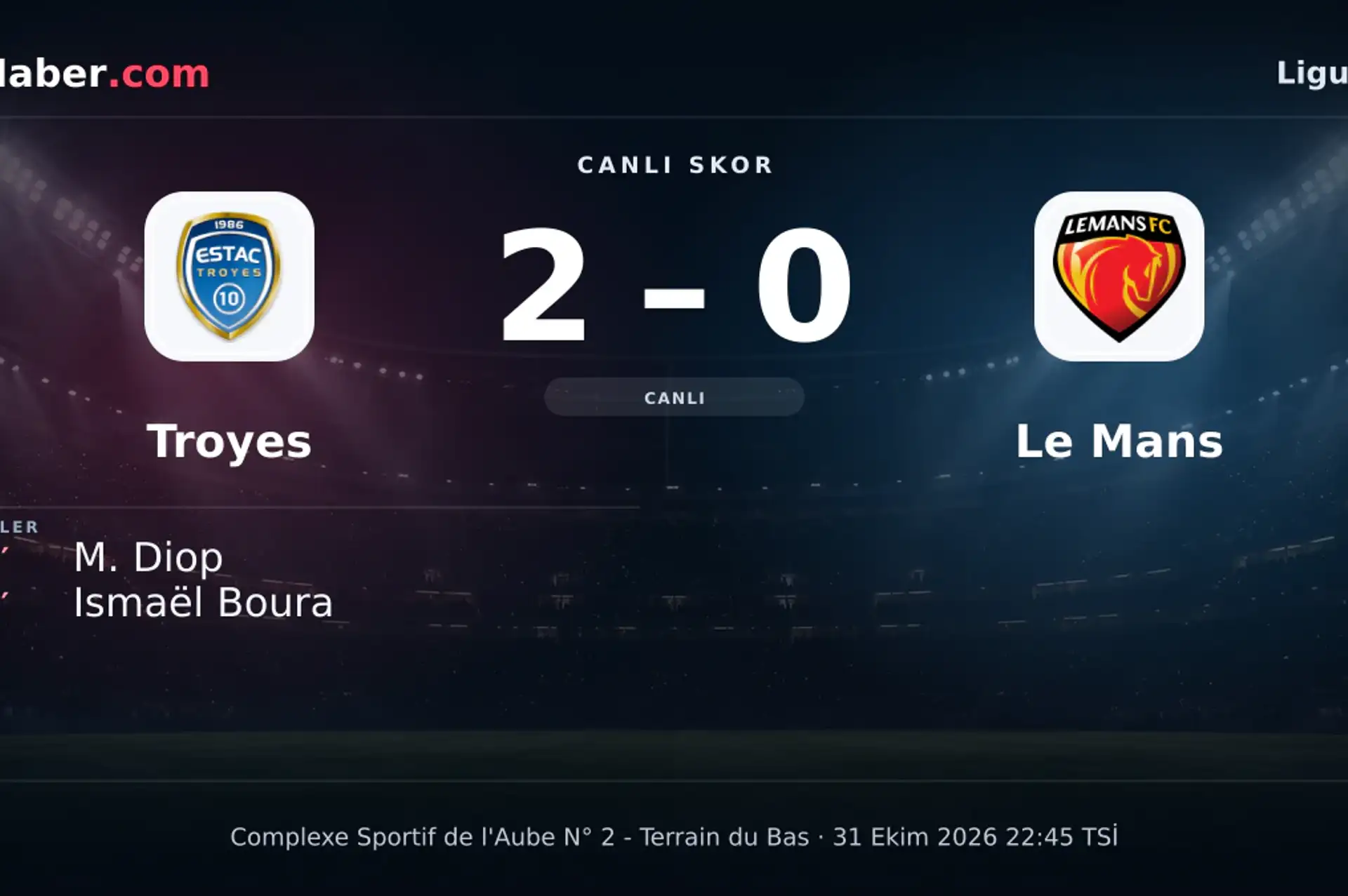 Troyes - Le Mans: canlı skor ve goller