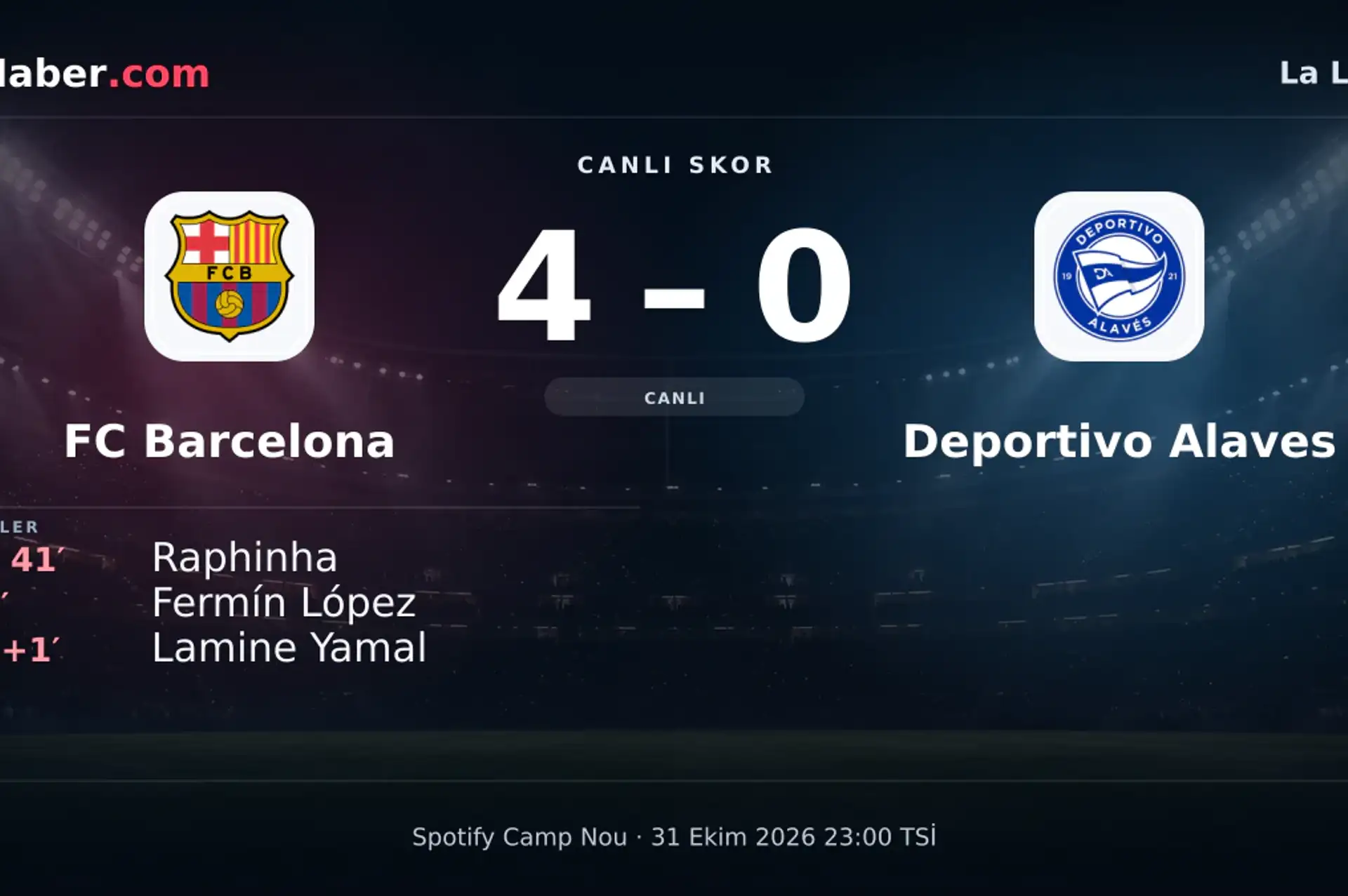 FC Barcelona - Deportivo Alaves: canlı skor ve goller