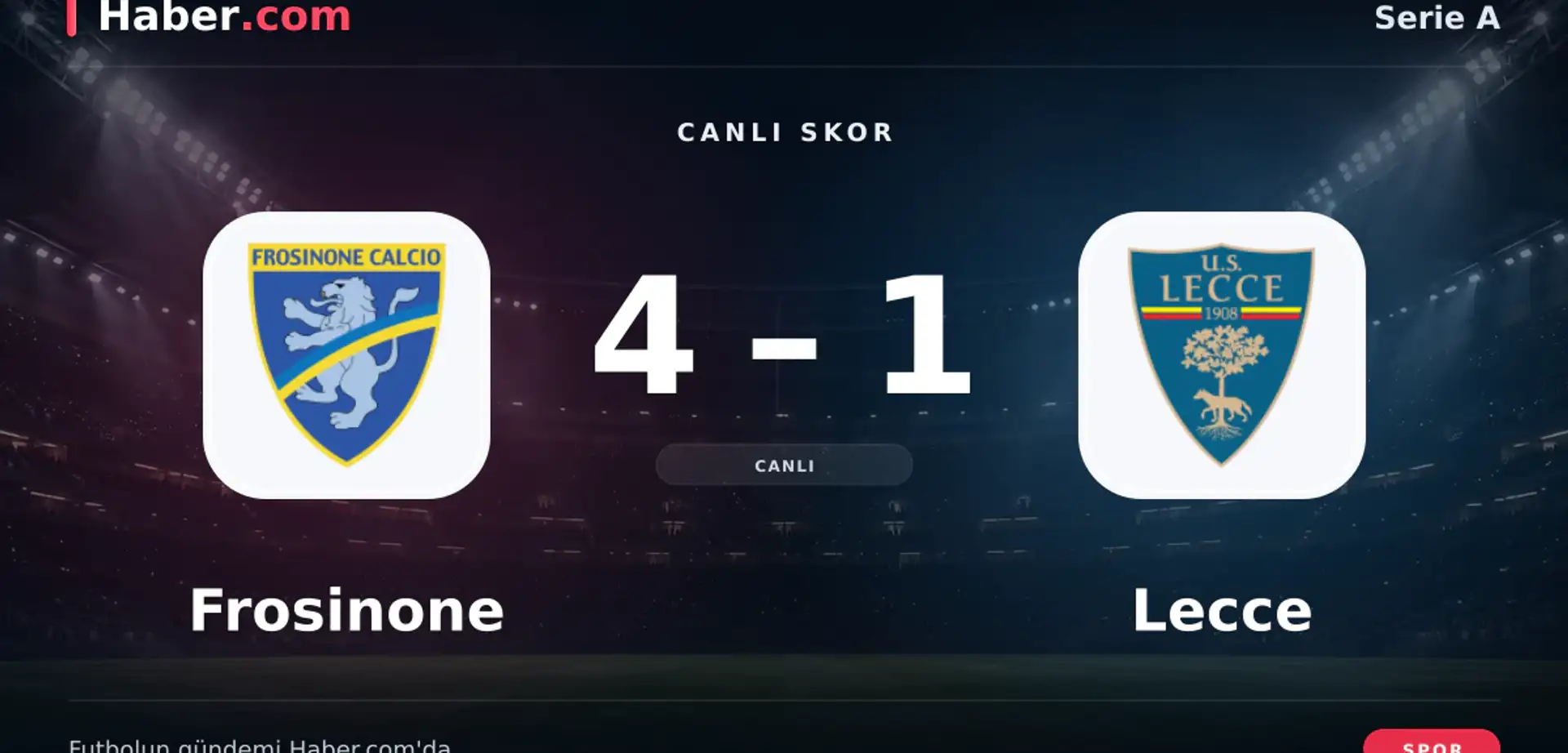 Frosinone - Lecce: Joël Monteiro 82. dakikada gol attı (4-1) | 29 Ekim 2026