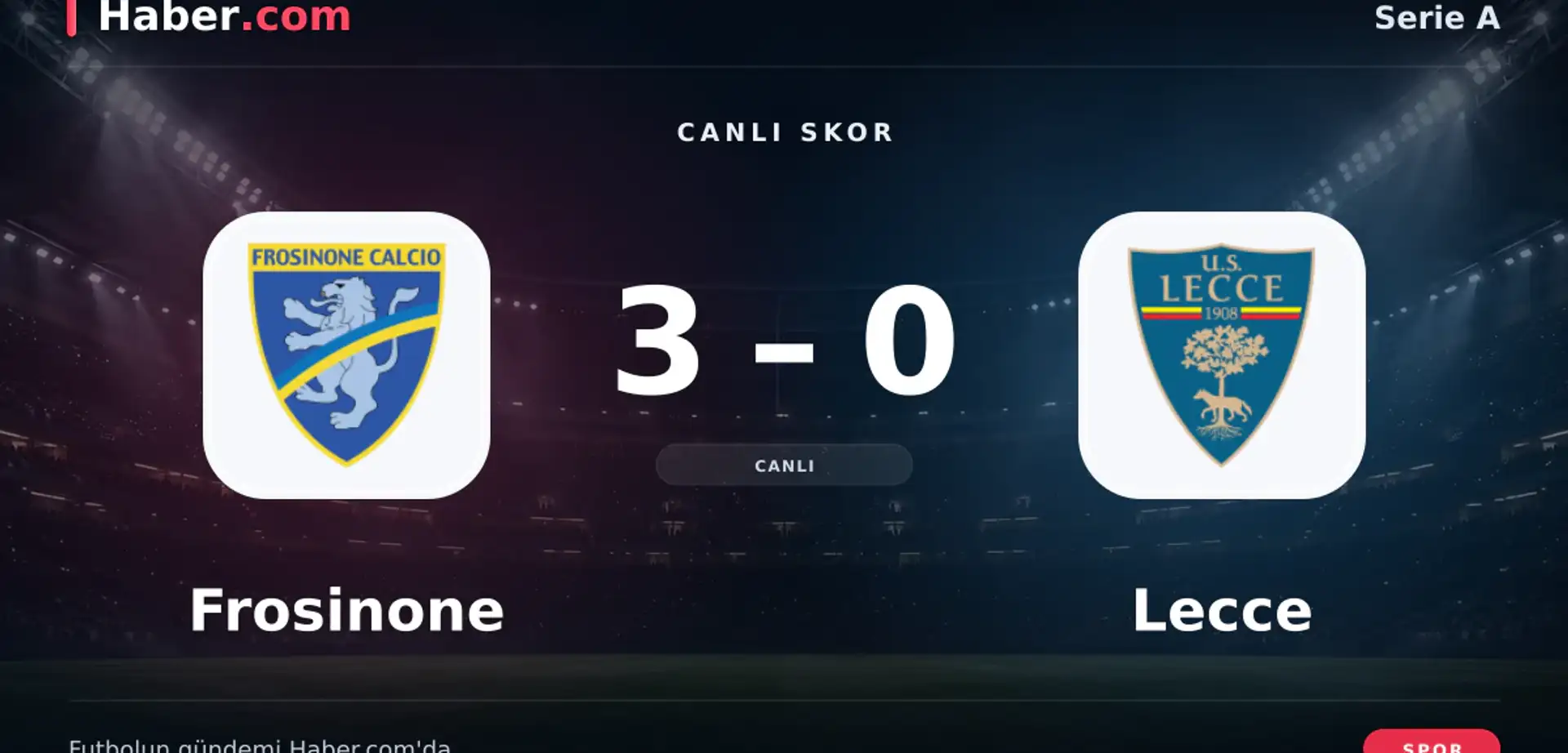 Frosinone - Lecce: Antonio Raimondo 59. dakikada gol attı (3-0) | 29 Ekim 2026