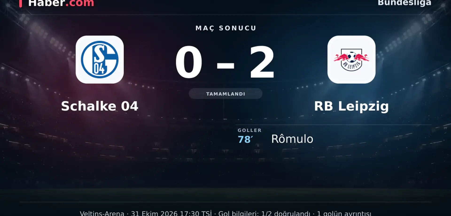 Schalke 04 0-2 RB Leipzig: maç sonucu ve goller