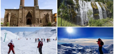 Erzurum'un Tarihi Yapıları Buza İşlendi: 2025 Turizm Başkenti Seçilmişti