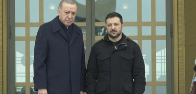 Cumhurbaşkanı Erdoğan, Zelenski'yi Cumhurbaşkanlığı Külliyesinde Törenle Karşıladı