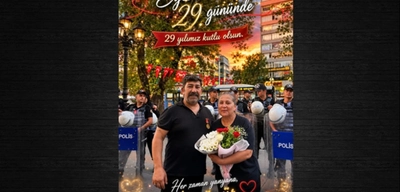 Gazi, evliliğinin 29. yılını eylemde kutladı