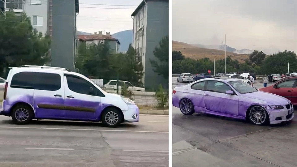 Dinar-Çay Yolunda Araçları Mora Boyayan Kimyasal Madde Tespit Edildi