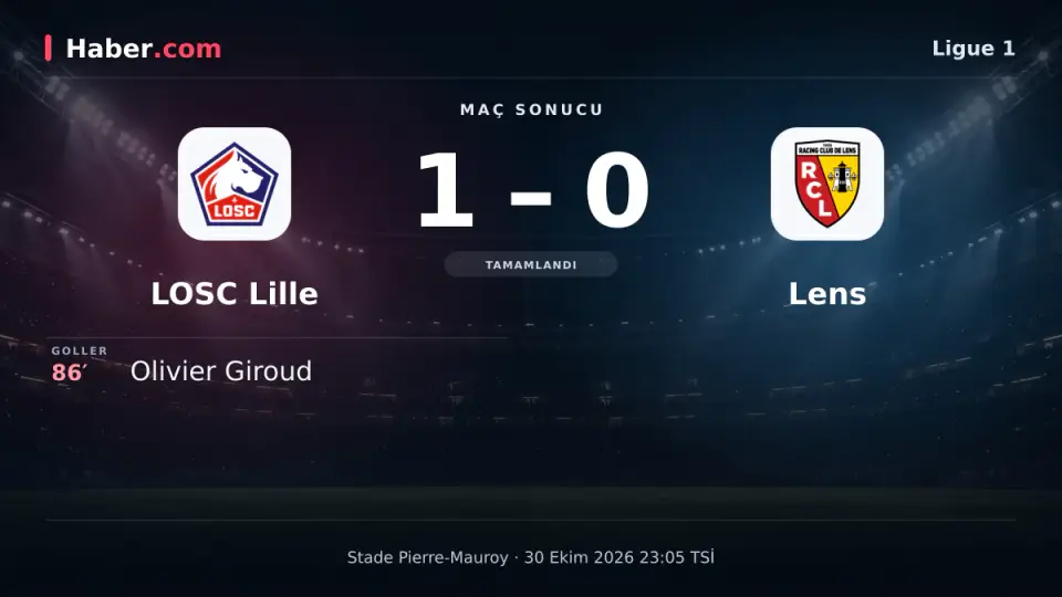 Ligue 1: LOSC Lille 1 - Lens 0 (Maç sonucu) | 30 Ekim 2026