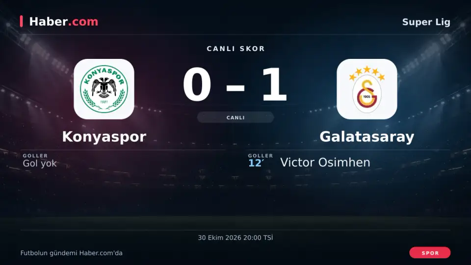 Konyaspor - Galatasaray: Victor Osimhen 12. dakikada gol attı (0-1)