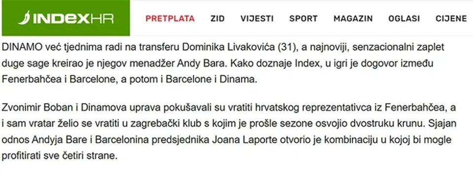 Livakovic, Barcelonaya gidiyor ama orada kalmayacak Hırvatlar transferin perde arkasını yazdı